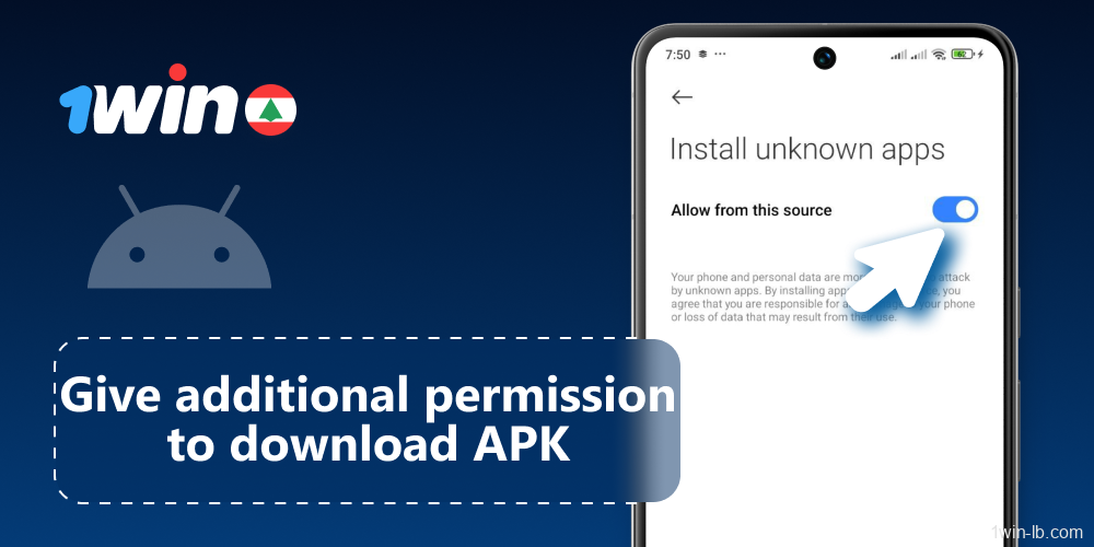 Allow app installation access for 1Win APK on your device