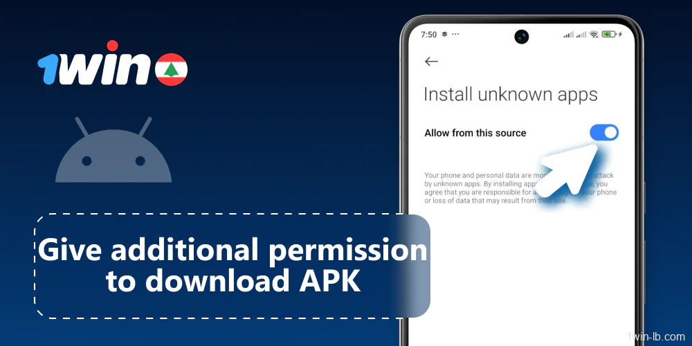 Allow app installation access for 1Win APK on your device