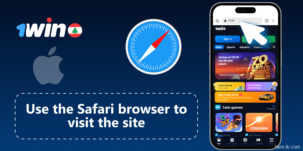 Access 1Win Lebanon site using Safari on an iOS device