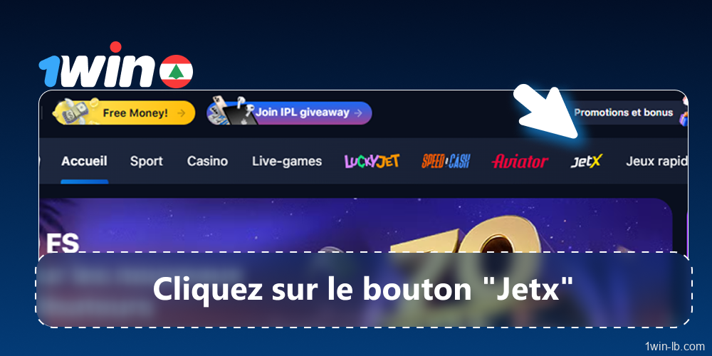 Accédez à JetX depuis la barre de navigation supérieure