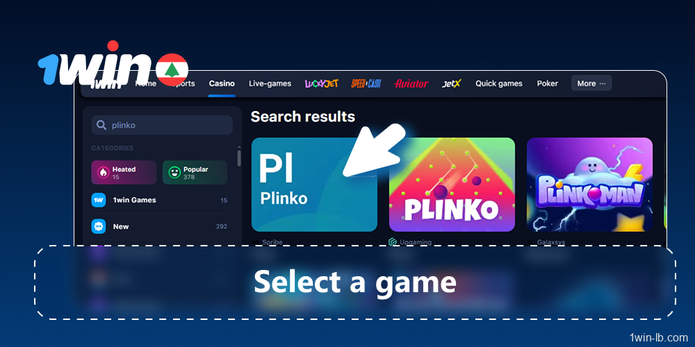 Select and launch the desired Plinko game