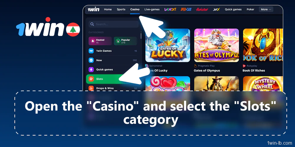 Navigate to Casino, then Slots category