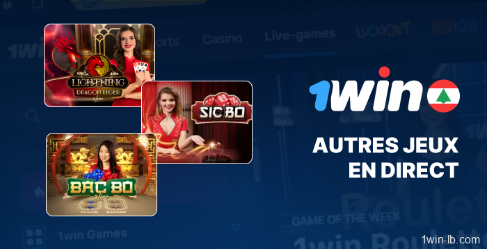 Jeux en direct supplémentaires sur la plateforme 1Win
