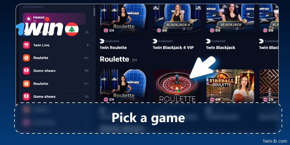 Choose a live game and start playing