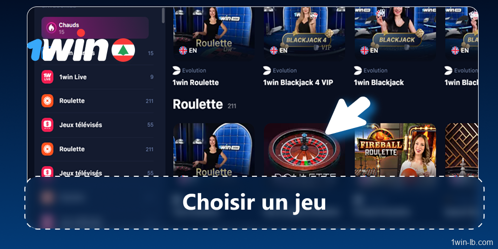 Choisissez un jeu en direct et commencez à jouer