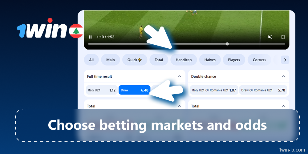 Select betting markets and odds