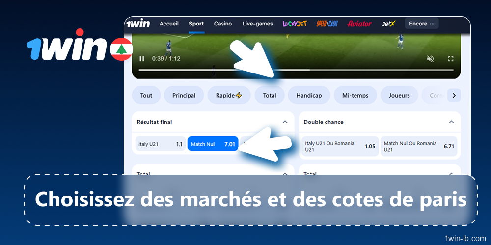 Sélectionnez les marchés de paris et les cotes