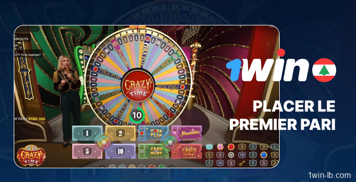 Premier pari dans 1Win Crazy Time