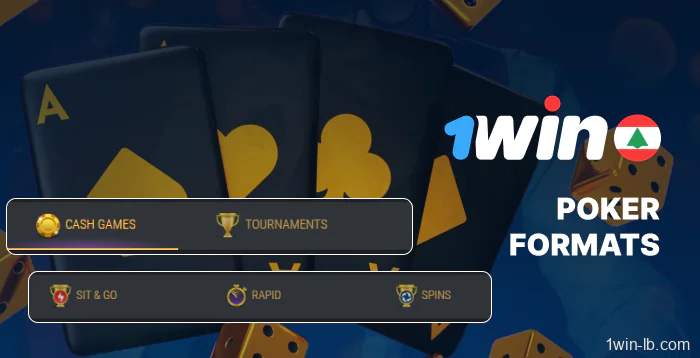 Different poker formats on 1Win