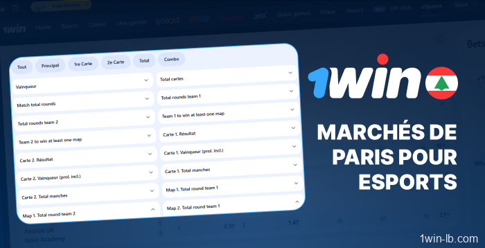 Marchés de paris e-sport sur 1Win