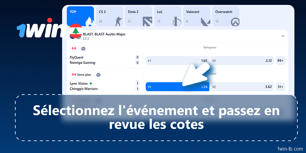 Choisir un match et consulter les cotes