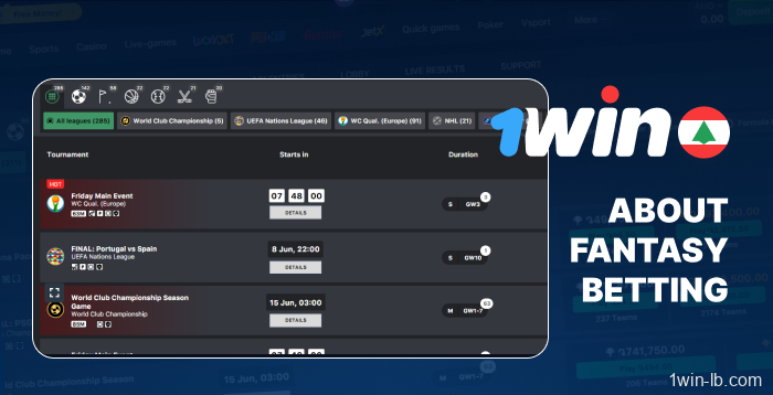 Details about fantasy betting on 1Win