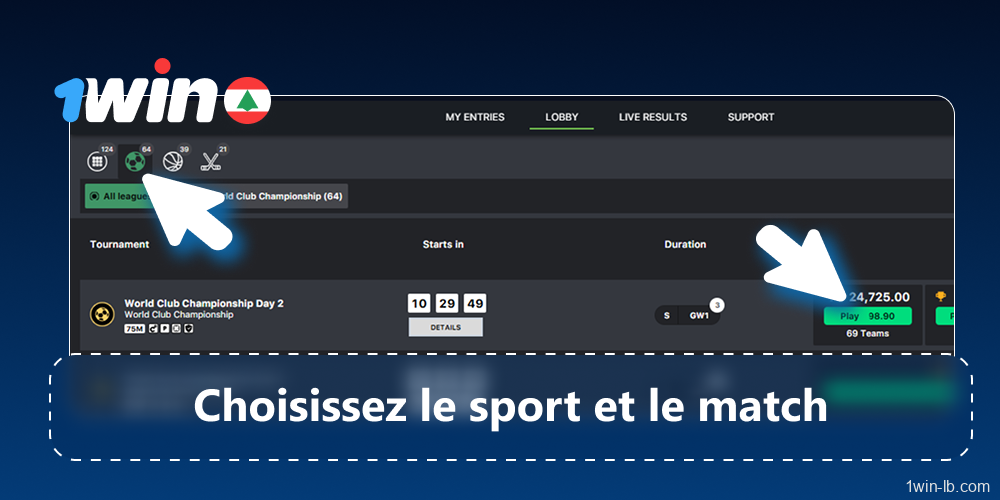 Choisissez un sport et payez les frais d'inscription