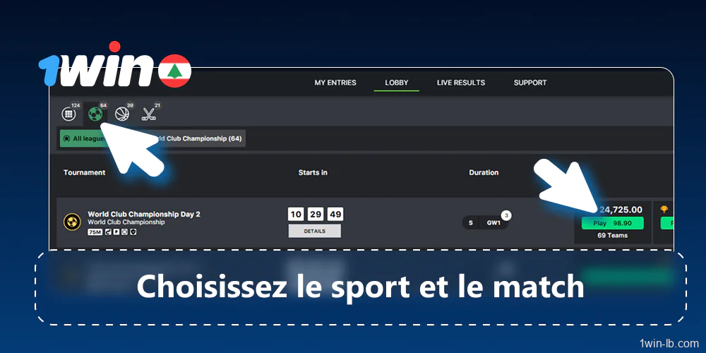 Choisissez un sport et payez les frais d'inscription