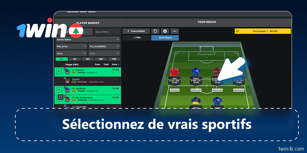 Sélectionnez les joueurs pour votre équipe fantasy