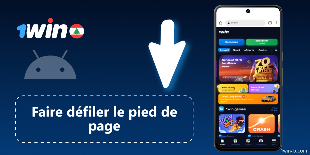 Accédez au bas de la page d'accueil de 1Win