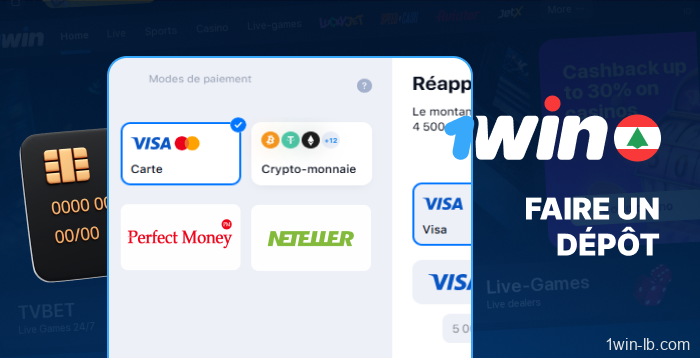 Procédure de dépôt étape par étape sur 1Win