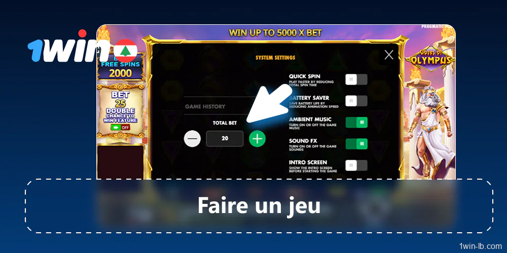 Définissez le montant de votre mise pour le prochain tour