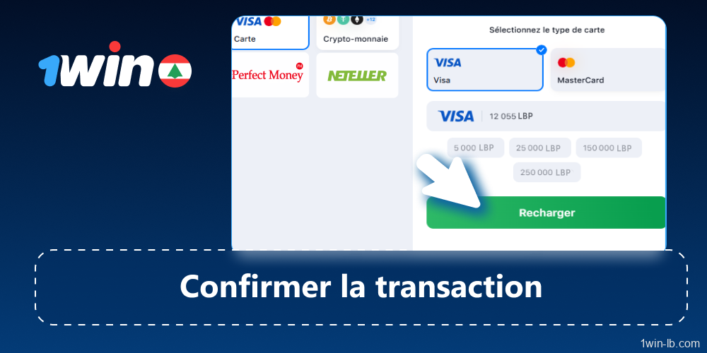 Vérifiez vos informations et confirmez le paiement 1Win